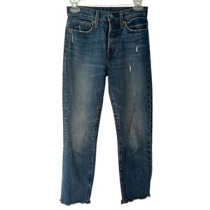 Levis Jeans Wedgie Straight Denim Button Fly Cotton Fray D6